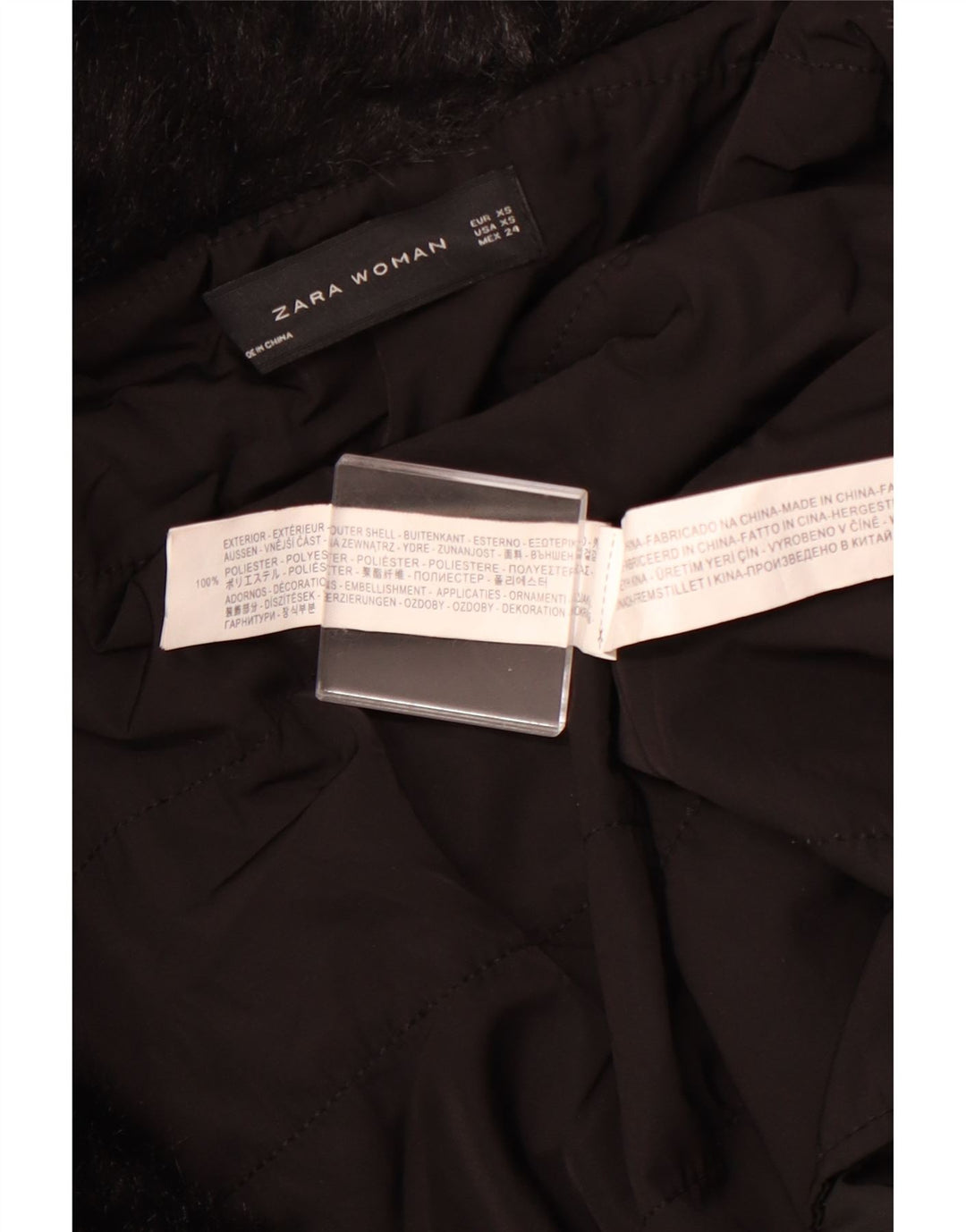 Γυναικείο παλτό ZARA UK 6 XS Μαύρο Πολυεστέρας