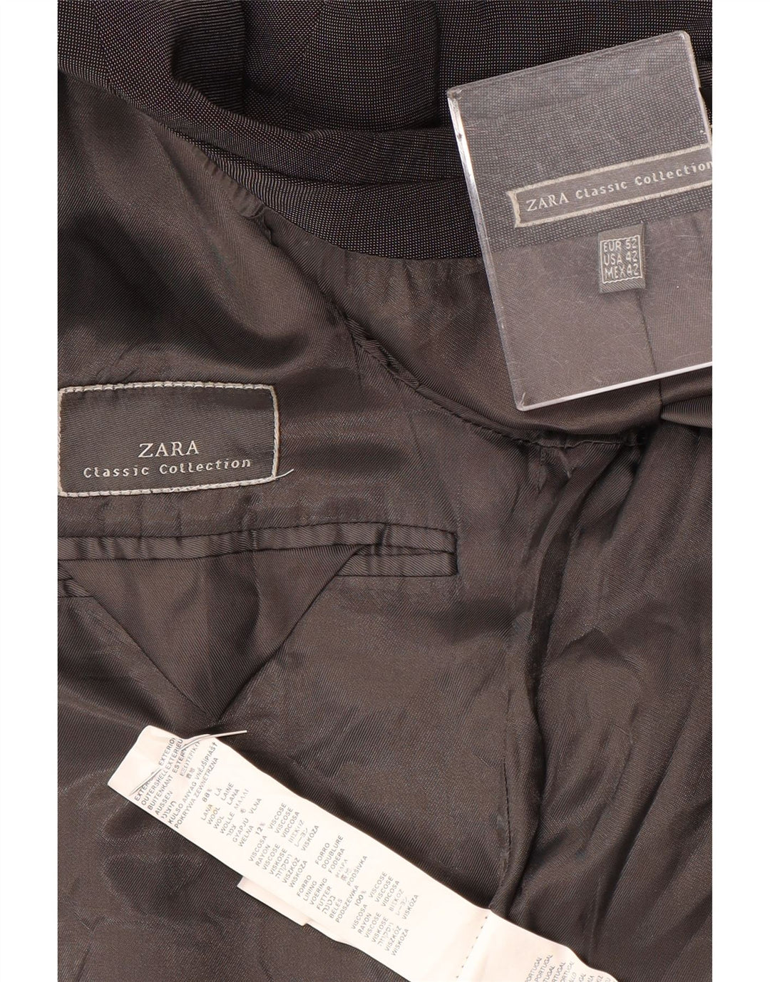 Zara Ανδρικό σακάκι μπλέιζερ με 3 κουμπιά EU 52 Large Grey Wool