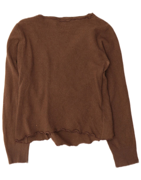 Γυναικείο πουλόβερ Benetton Crop με V λαιμόκοψη UK 10 Small Brown