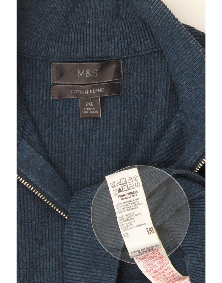 Marks & Spencer Ανδρικό πουλόβερ με φερμουάρ 3XL μπλε πολυεστέρα