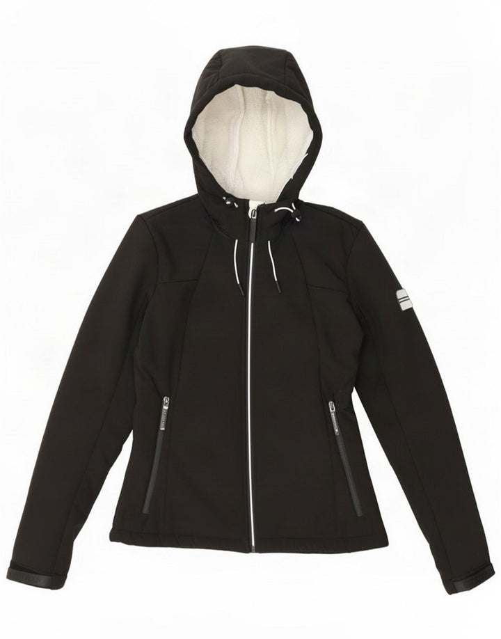 Superdry γυναικείο μπουφάν με κουκούλα αντιανεμικό UK 10 Small Black Polyester