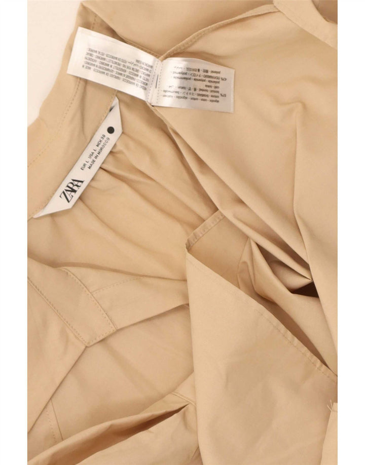 Zara Γυναικεία Μπλούζα Τοπ UK 16 Large Beige Βαμβακερό