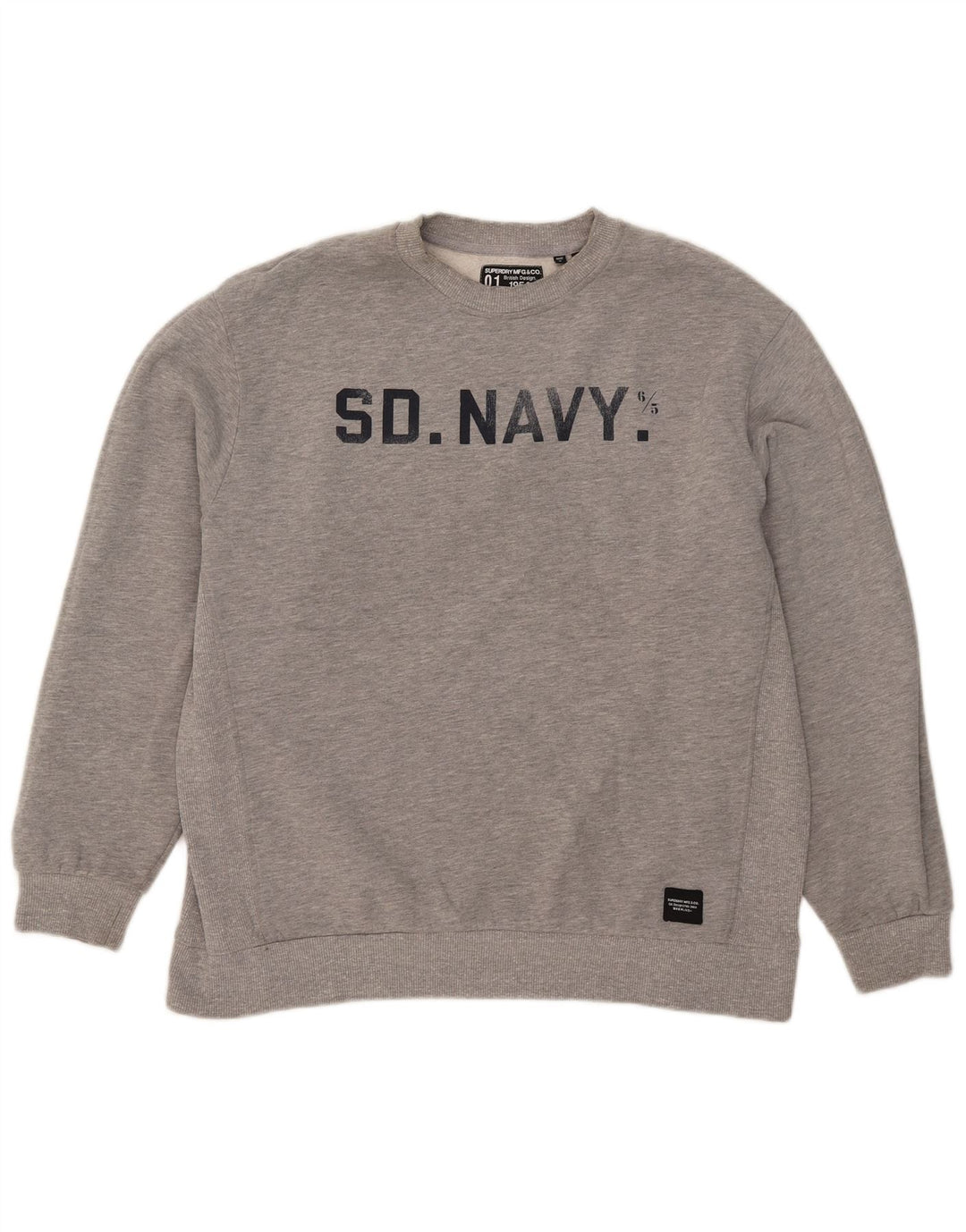 Superdry Γυναικεία γραφική μπλούζα μεγάλου μεγέθους Jumper UK 14 Μεγάλο γκρι βαμβακερό