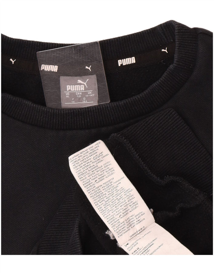 Puma Boys Graphic Φούτερ Jumper 13-14 ετών Μαύρο Βαμβακερό