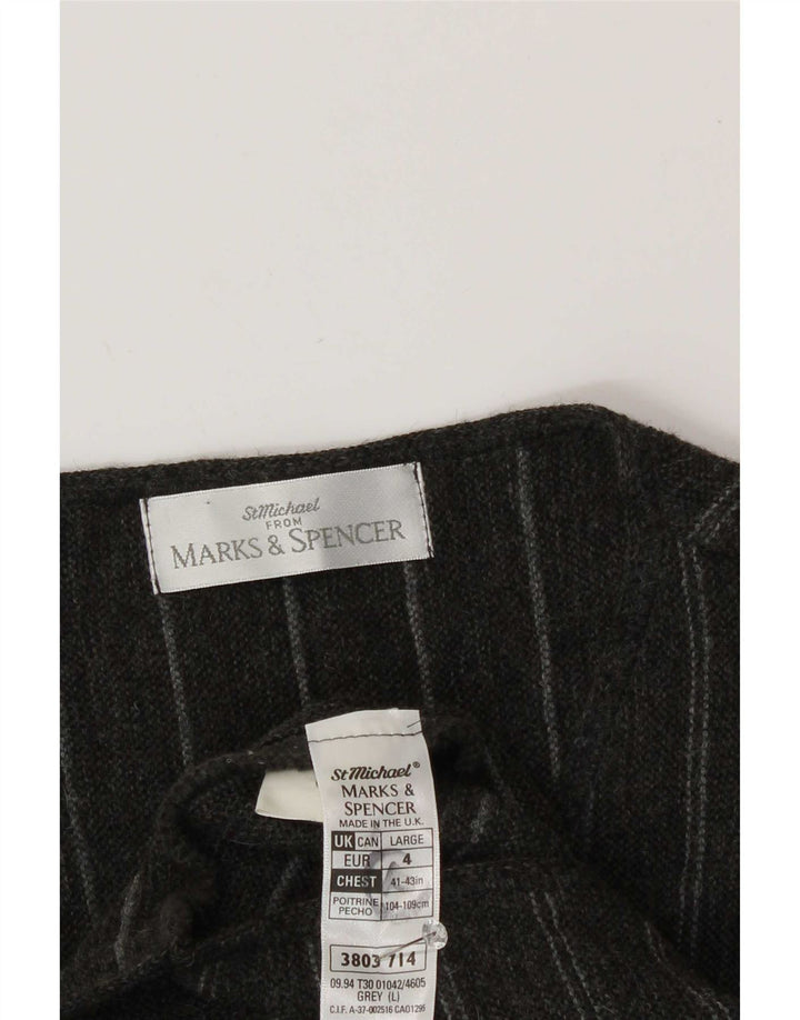 Marks & Spencer Ανδρικό γιλέκο St. Michael μεγάλο γκρι ριγέ ακρυλικό