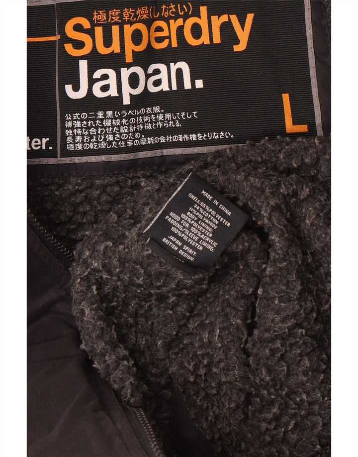 Superdry γυναικείο μπουφάν Parka με κουκούλα UK 14 μεγάλου μαύρου πολυεστέρα