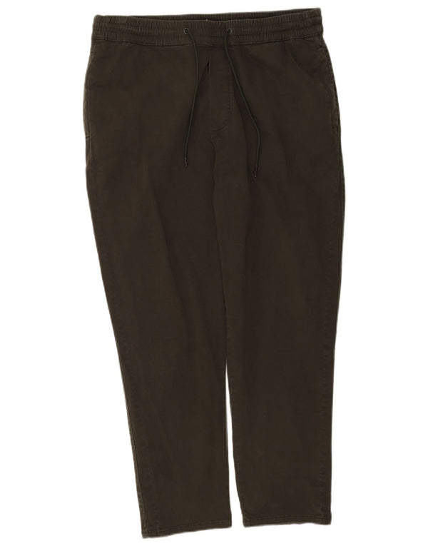 Zara Ανδρικό κωνικό παντελόνι Chino μεγάλο W32 L26 Χακί βαμβακερό