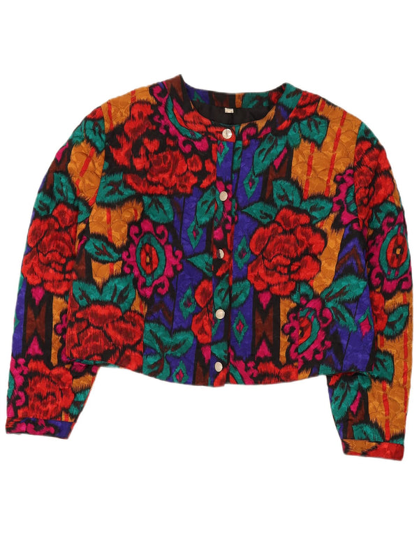 Vintage γυναικείο μπουφάν μπολερό με 5 κουμπιά UK 22 3XL Πολύχρωμο Floral