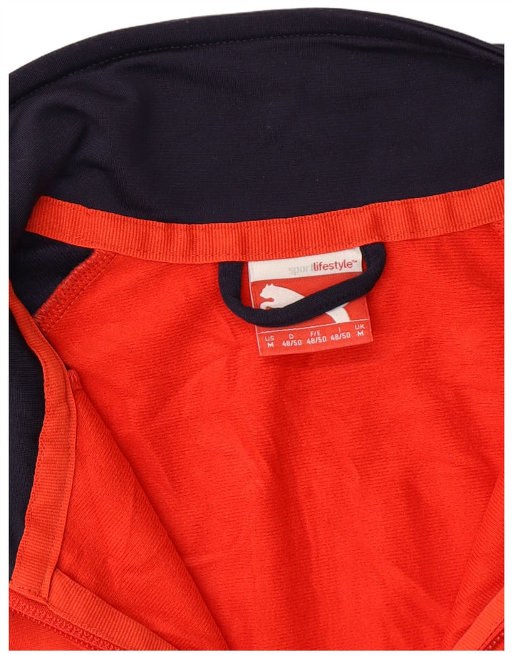 PUMA Mens Tracksuit Top Jacket Medium Orange Colourblock