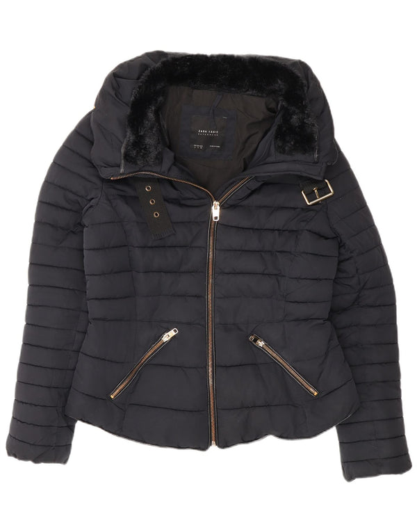 Zara Γυναικείο μπουφάν UK 12 Medium Navy Blue Polyester