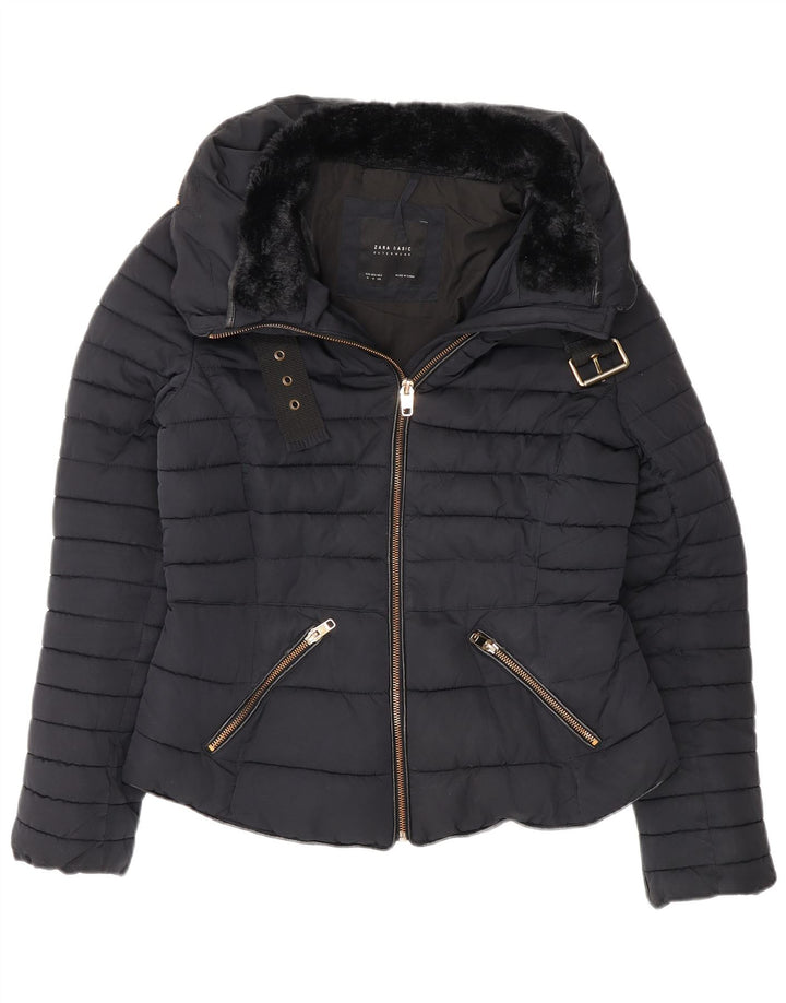 Zara Γυναικείο μπουφάν UK 12 Medium Navy Blue Polyester