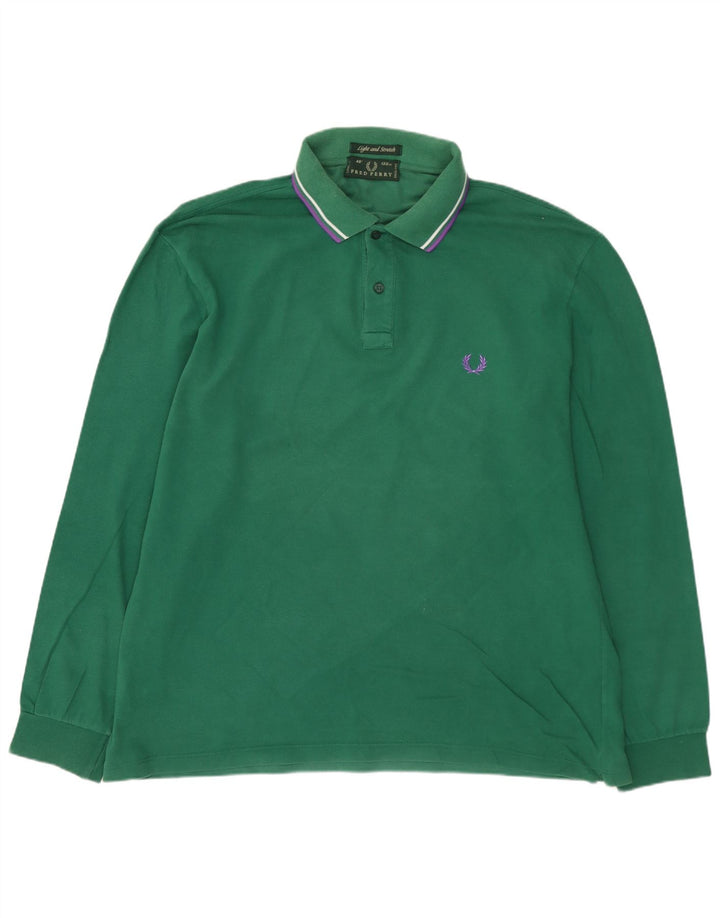 FRED PERRY Ανδρικό μακρυμάνικο πουκάμισο πόλο πράσινο βαμβακερό