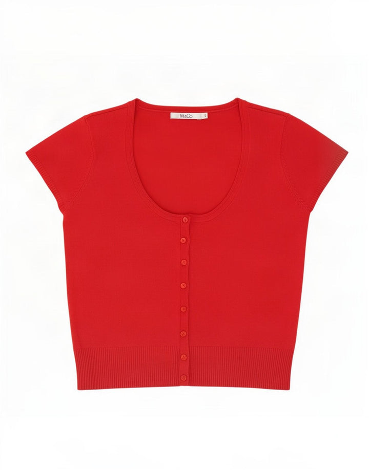 M&Co Γυναικεία κοντομάνικη μπλούζα Top UK 10 Small Red Polyester