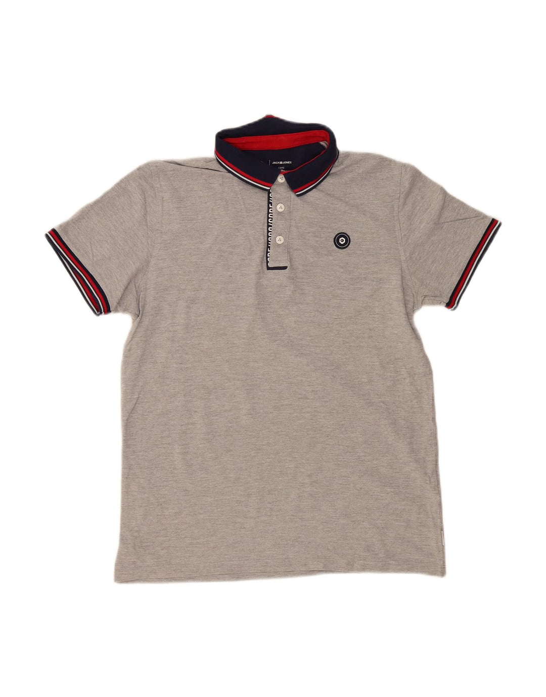 JACK & JONES Mens Core Polo Shirt Medium Grey Cotton