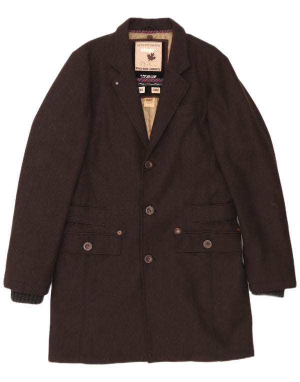 KHUJO Ανδρικό Πανωφόρι UK 40 Large Brown από ψαροκόκκαλο Πολυεστέρας