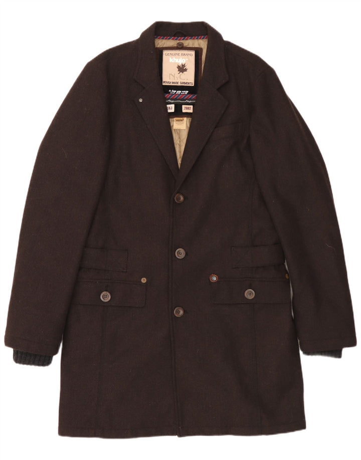 KHUJO Ανδρικό Πανωφόρι UK 40 Large Brown από ψαροκόκκαλο Πολυεστέρας