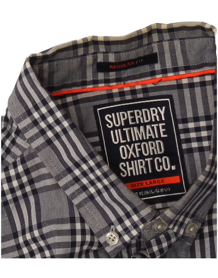 Ανδρικό πουκάμισο κανονικής εφαρμογής Superdry Μεγάλο γκρι Check