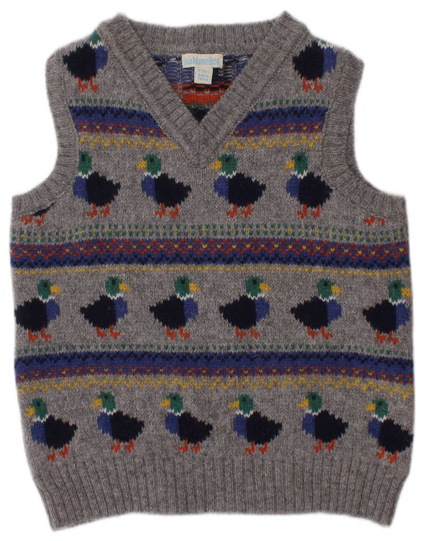 JOJO MAMAN BEBE Boys Vest Tank Top 2-3 Years Grey Fair Isle Lambswool