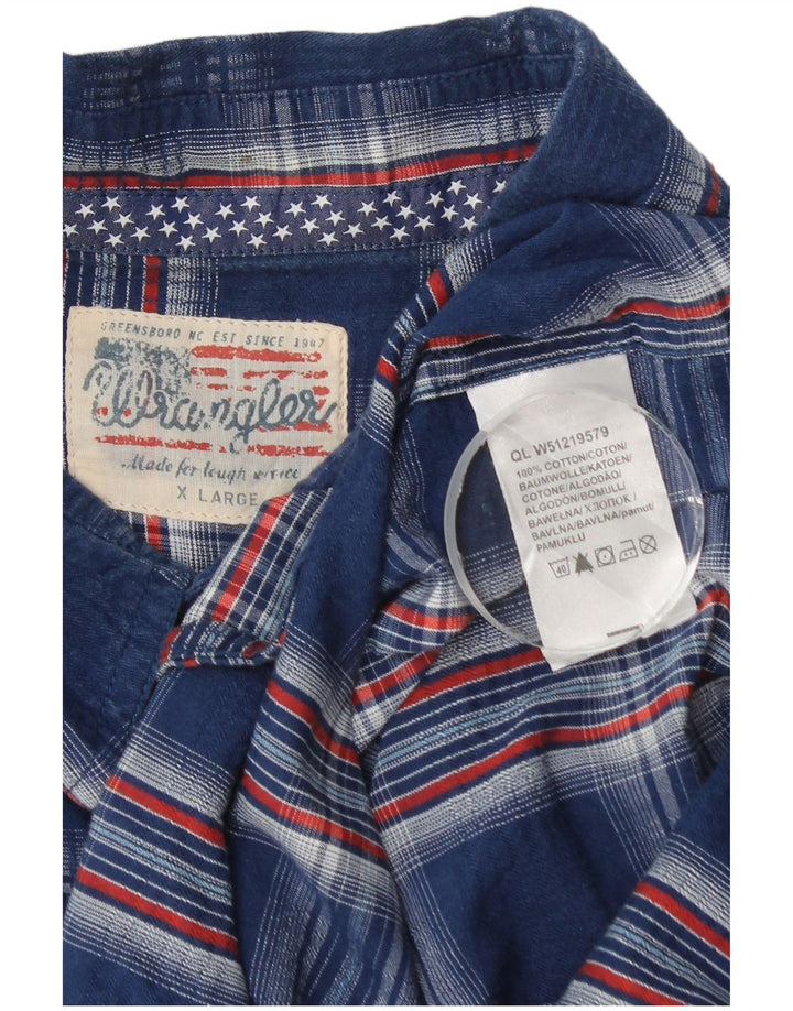 Ανδρικό κοντομάνικο πουκάμισο Wrangler XL Μπλε βαμβακερό