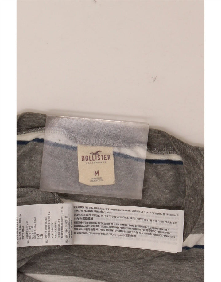 Ανδρικό T-Shirt HOLLISTER Top Βαμβακερό μεσαίο γκρι ριγέ