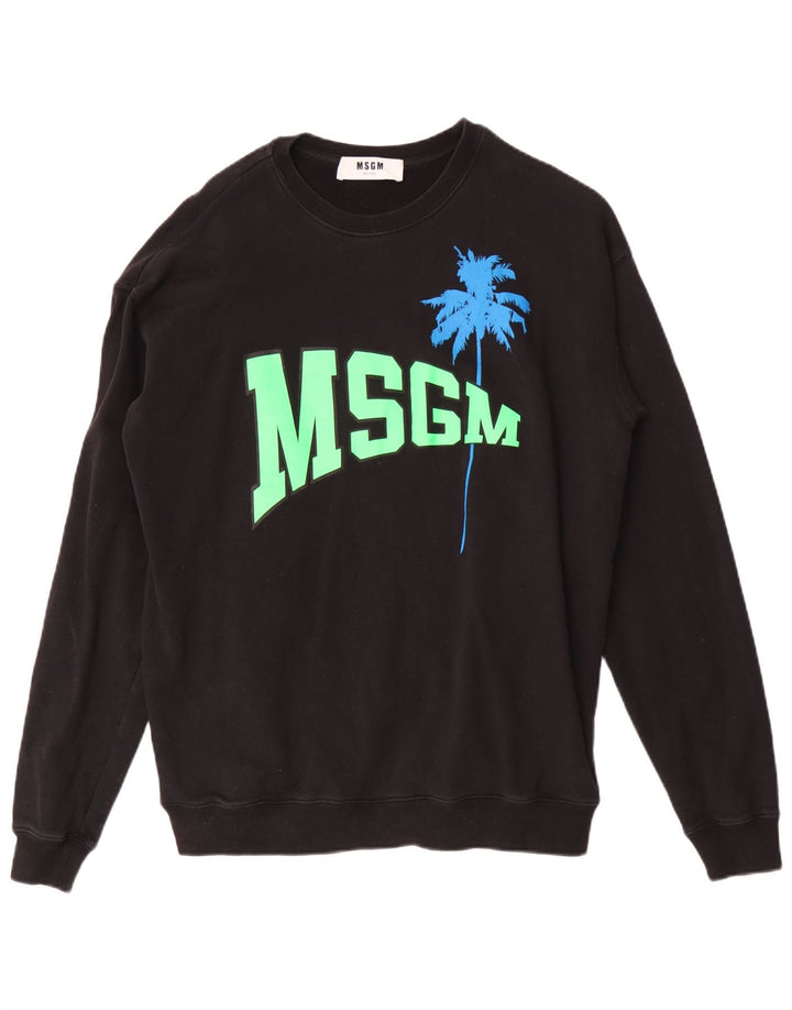 Ανδρικό γραφικό φούτερ MSGM Milano Jumper μεγάλο μαύρο βαμβακερό