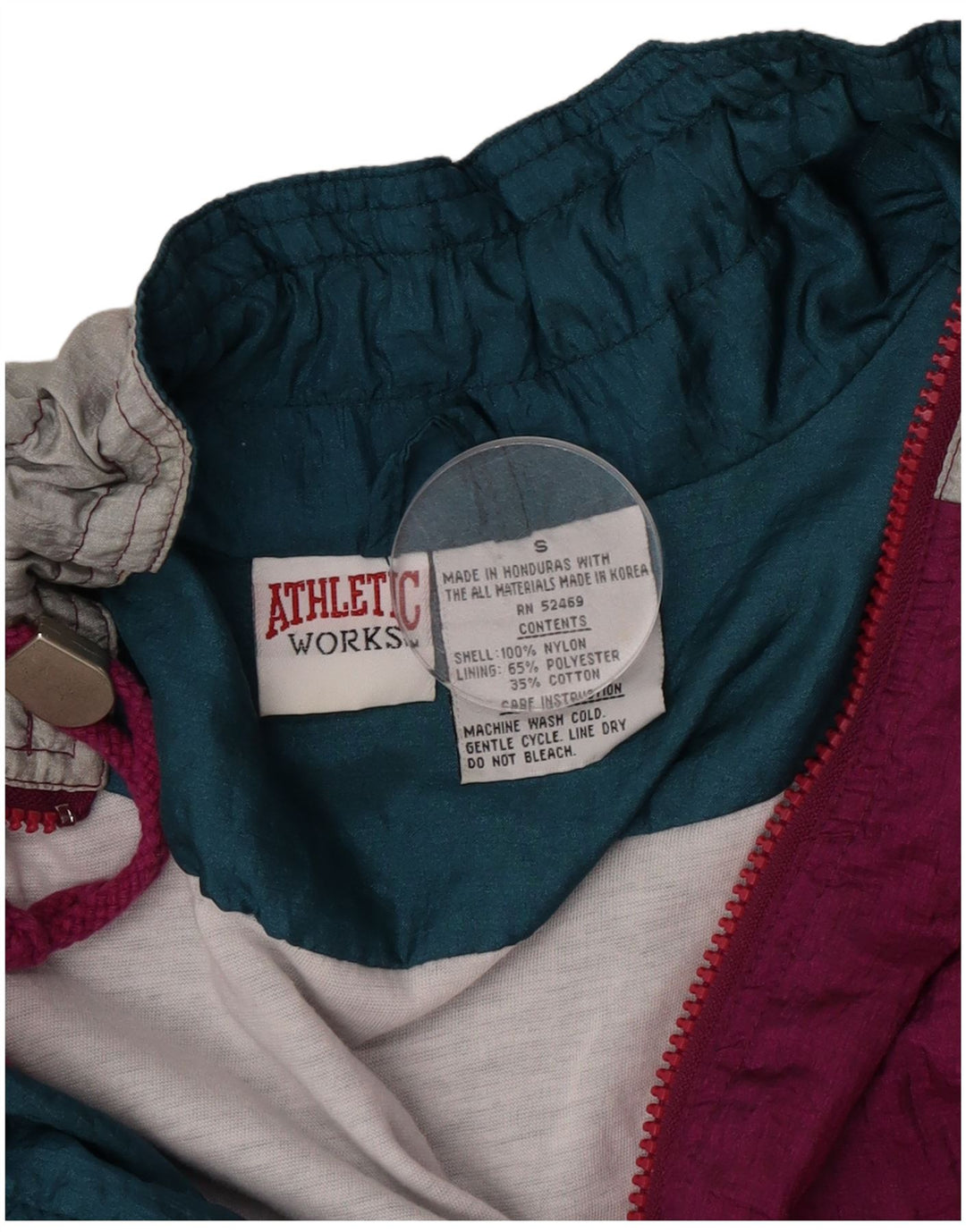 Vintage γυναικεία υπερμεγέθη αθλητική φόρμα Top Jacket Small Pink Colourblock Nylon