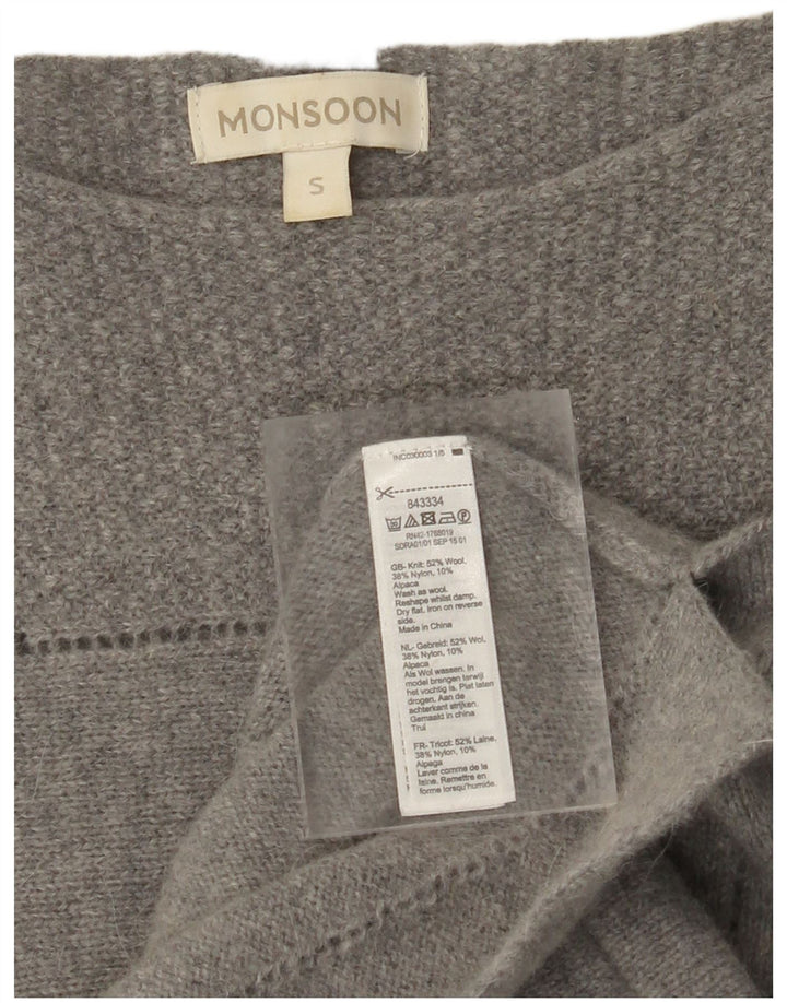 Γυναικείο μακρυμάνικο φόρεμα MONSOON UK 10 Small Grey Wool