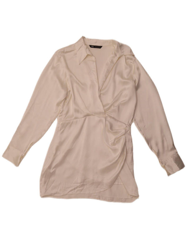 Γυναικείο πουλόβερ φόρεμα ZARA UK 14 Medium White Silk
