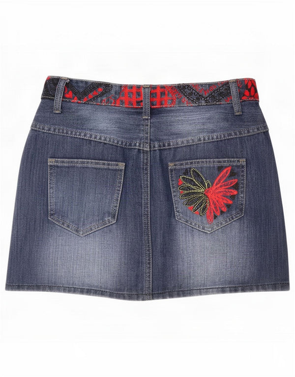 Desigual Γυναικεία τζιν φούστα EU 36 Small W27 Blue Floral Βαμβακερή
