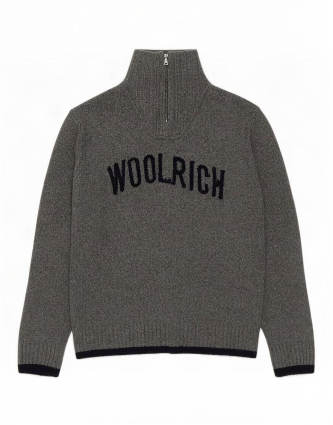 Ανδρικό γραφικό πουλόβερ με φερμουάρ Woolrich XL Γκρι μαλλί