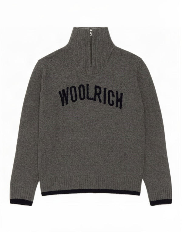 Ανδρικό γραφικό πουλόβερ με φερμουάρ Woolrich XL Γκρι μαλλί