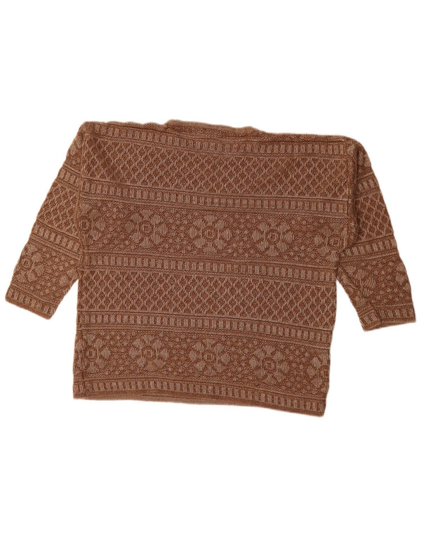 Gira Puccino Γυναικείο Πουλόβερ με λαιμόκοψη UK 14 Large Brown Fair Isle