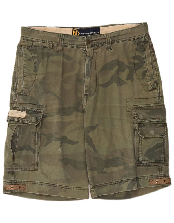 NAUTICA Ανδρικό σορτς Cargo W33 Βαμβακερό μεσαίο πράσινο καμουφλάζ