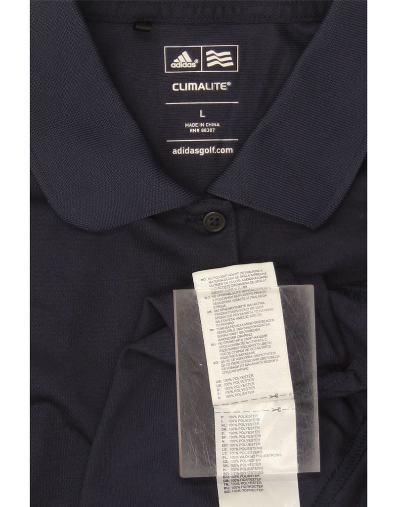 ADIDAS Womens Climalite Polo Shirt UK 16 Large Navy Blue Polyester Vintage Adidas and Second-Hand Adidas from Messina Hembry 