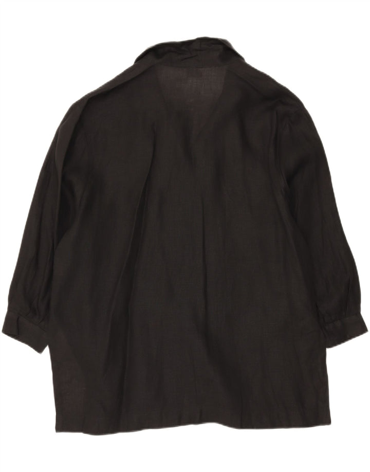 BENETTON Womens Longline 4 Button Blazer Jacket IT 42 Medium Black Linen Vintage Benetton and Second-Hand Benetton from Messina Hembry 