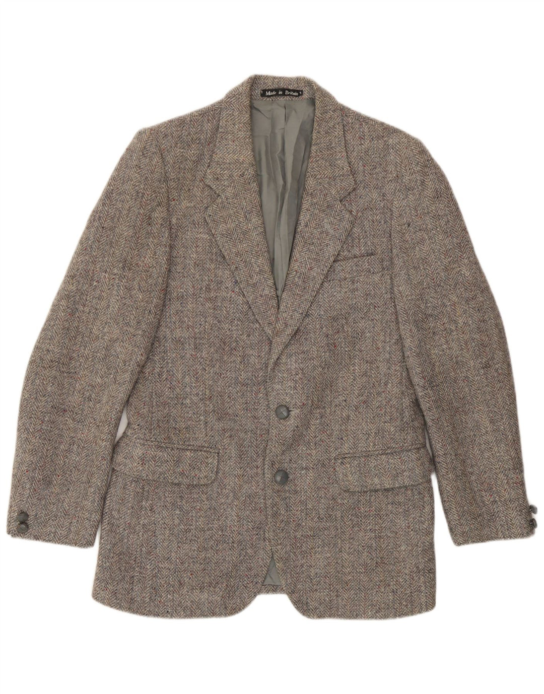 Ανδρικό μπλέιζερ Harris Tweed με 2 κουμπιά μπουφάν UK 36 Small Grey Ψαροκόκαλο