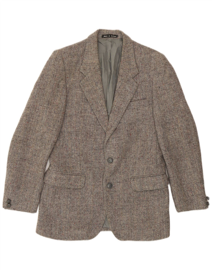 Ανδρικό μπλέιζερ Harris Tweed με 2 κουμπιά μπουφάν UK 36 Small Grey Ψαροκόκαλο