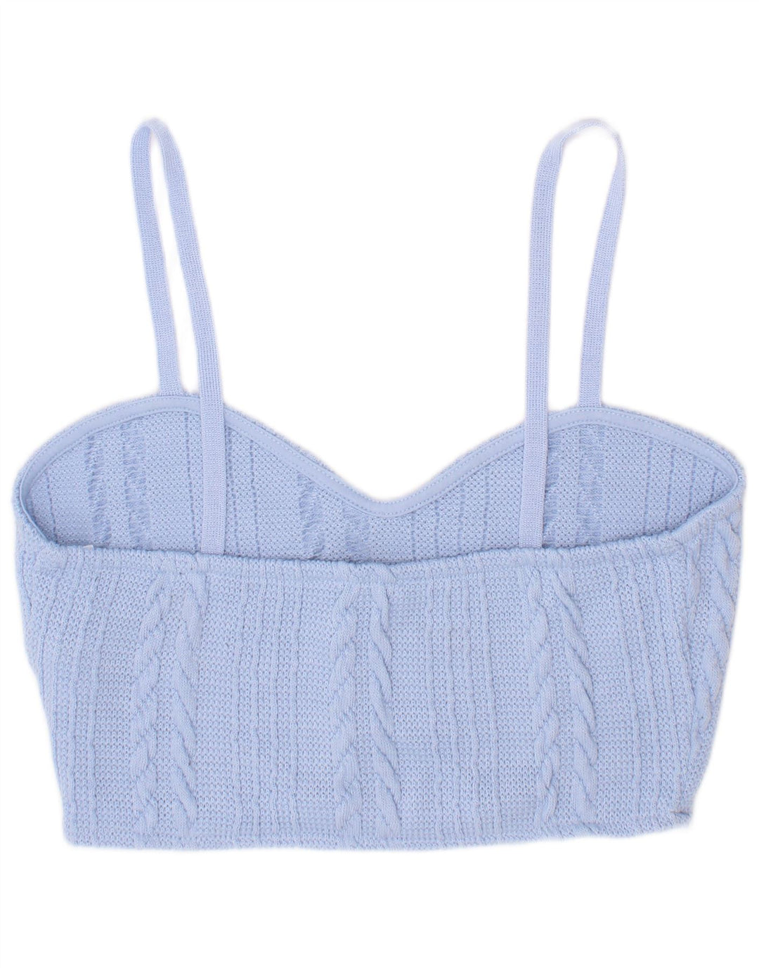 Zara Γυναικείο Knit Crop Top UK 8 Small Blue Polyester