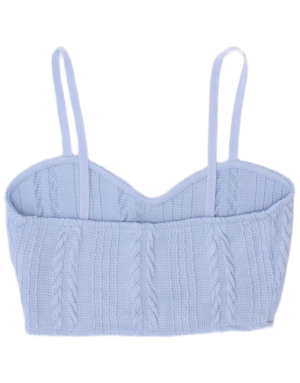 Zara Γυναικείο Knit Crop Top UK 8 Small Blue Polyester