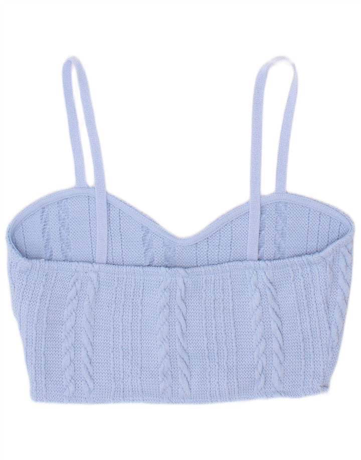 Zara Γυναικείο Knit Crop Top UK 8 Small Blue Polyester