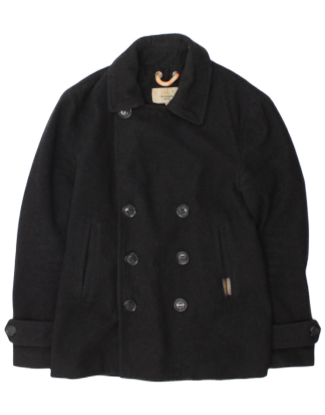 Superdry Mens Commodity Pea Coat UK 38 Medium Grey Wool
