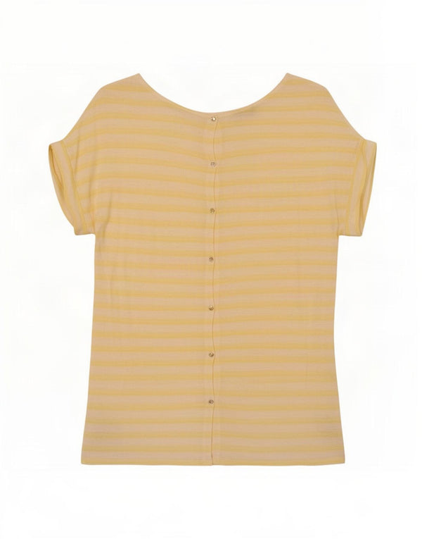 Massimo Dutti γυναικείο κοντομάνικο πουκάμισο μπλούζα UK 18 XL κίτρινο ριγέ