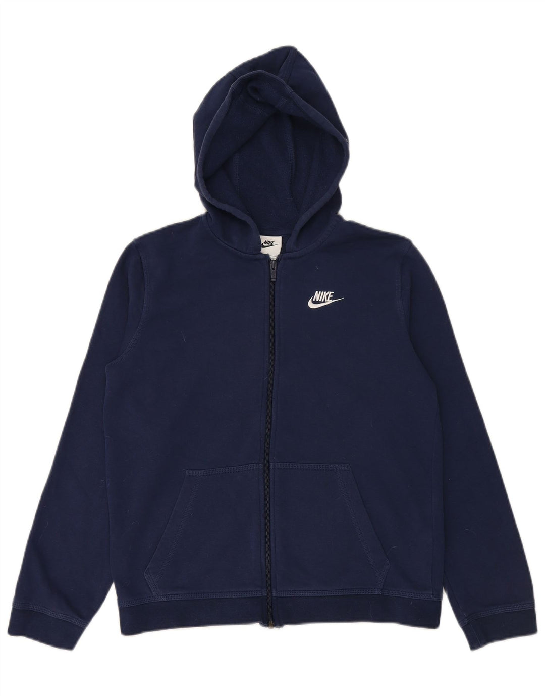 NIKE Girls Zip Hoodie πουλόβερ 15-16 ετών XL Navy Blue Cotton