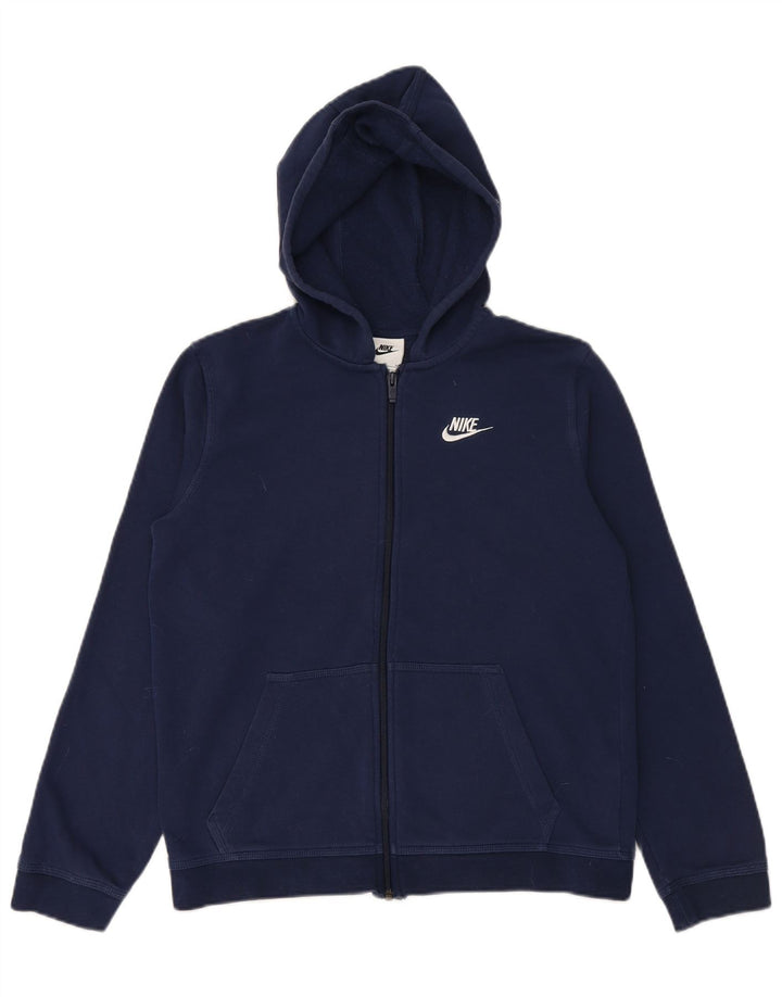 NIKE Girls Zip Hoodie πουλόβερ 15-16 ετών XL Navy Blue Cotton
