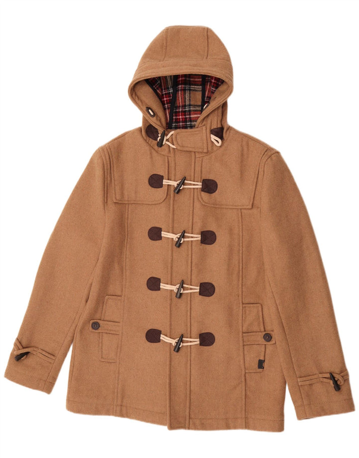 Pull & Bear Ανδρικό παλτό Duffle με κουκούλα UK 42 XL Μπεζ πολυεστέρας