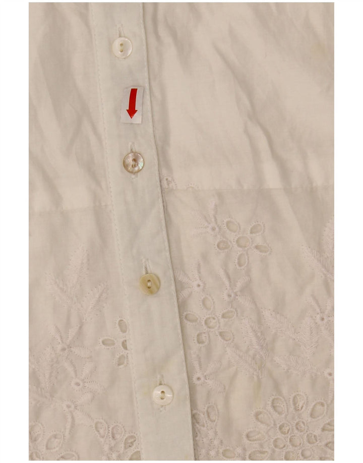 WAREHOUSE Γυναικείο κοντομάνικο πουκάμισο μπλούζα UK 10 Small White Polyester