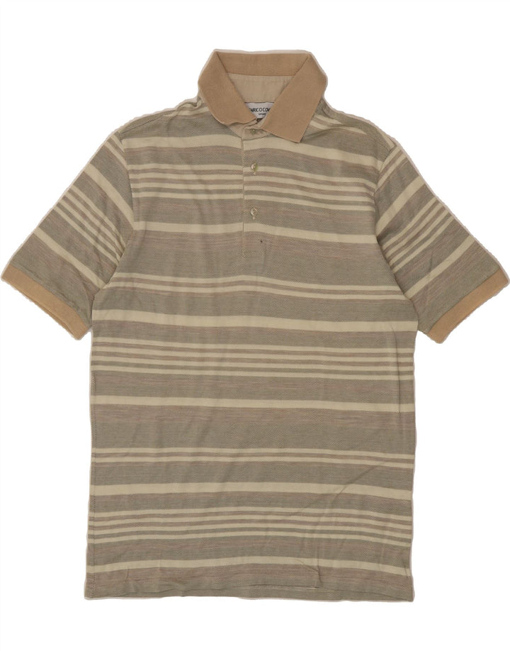 ENRICO COVERI Mens Polo Shirt Medium Grey Striped Vintage Enrico Coveri and Second-Hand Enrico Coveri from Messina Hembry 