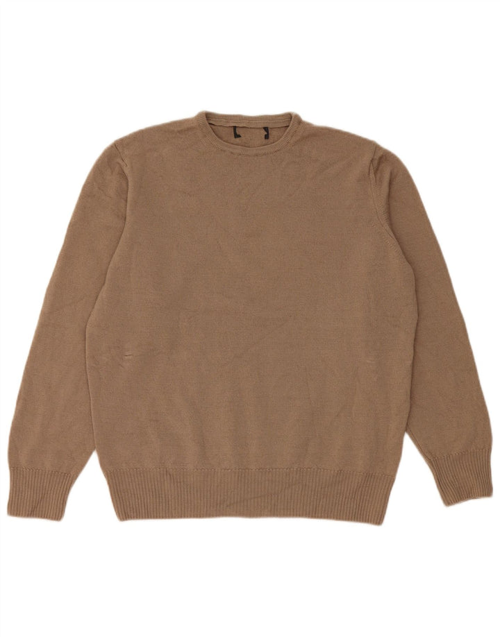 Vintage γυναικείο πουλόβερ με λαιμόκοψη UK 14 Medium Beige