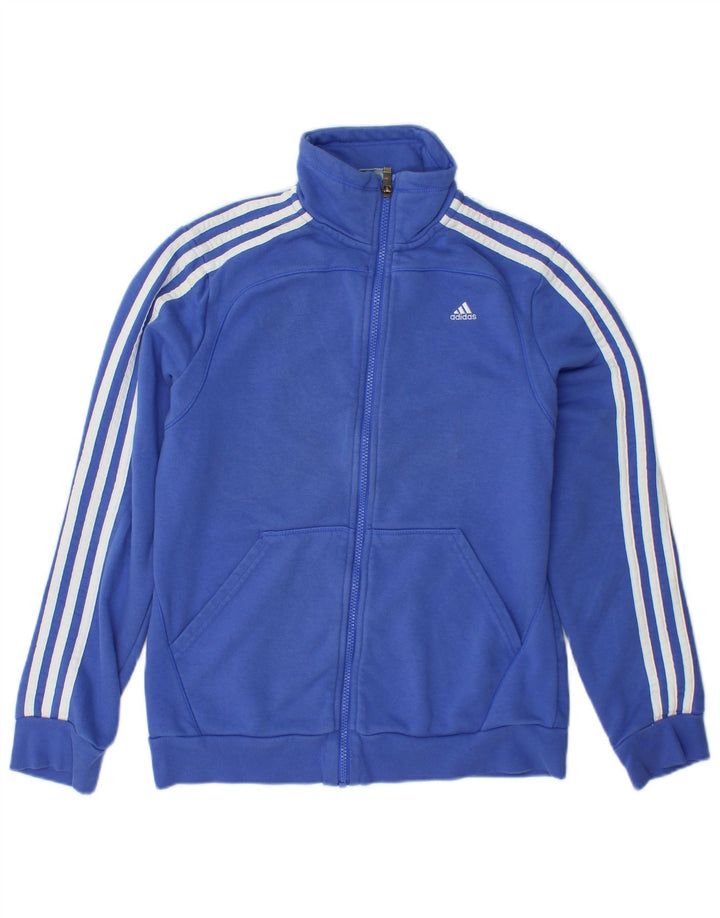 Γυναικεία αθλητική φόρμα ADIDAS Climalite Top Jacket UK 12/14 μεσαίο μπλε βαμβακερό