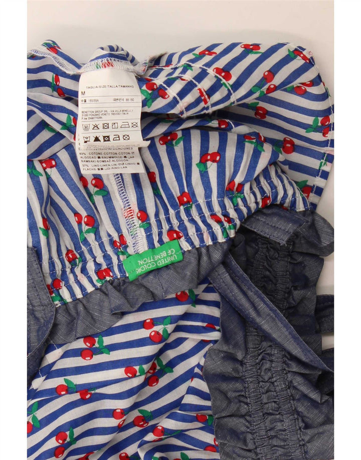 Benetton Γυναικείο Crop Cami Top UK 14 Medium Blue ριγέ βαμβακερό